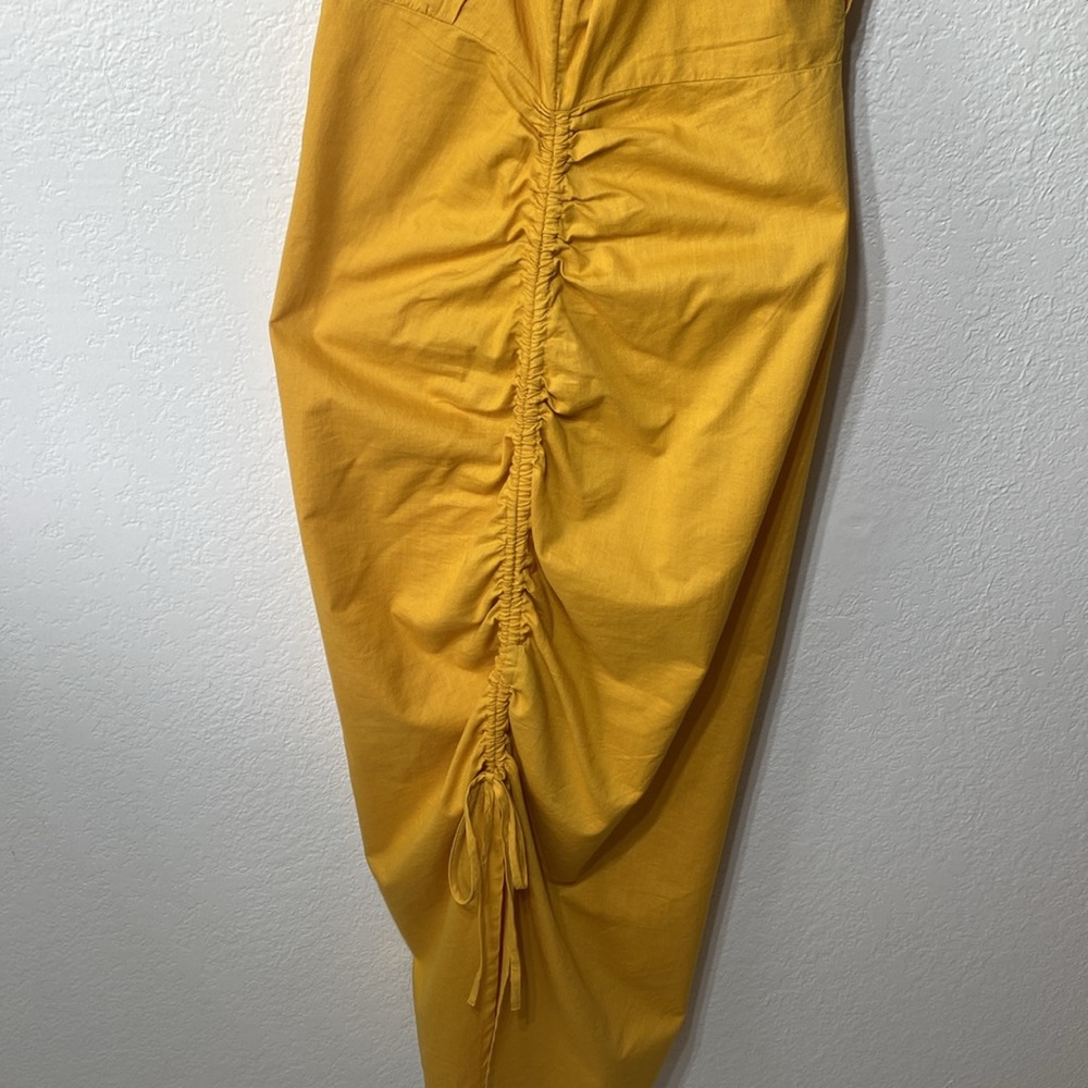 Urban‎ Outfitters Yellow Cotton Jackie Cinched Sleeveless Midi Dress Size Medium - Picture 8 of 12